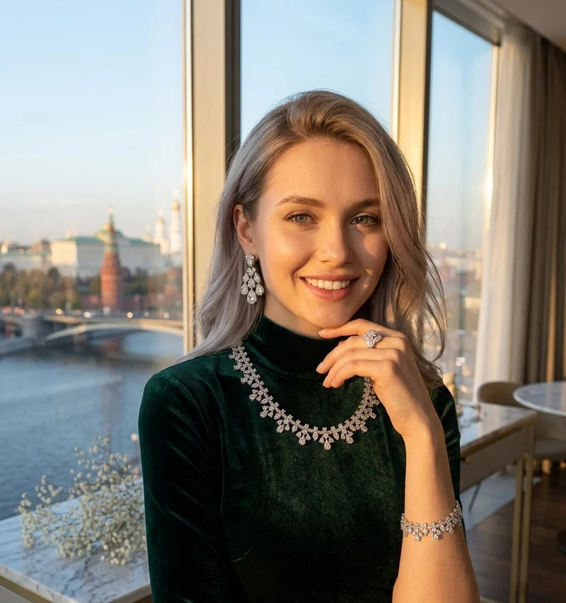 Woman Stylish Silver Jewelry Set